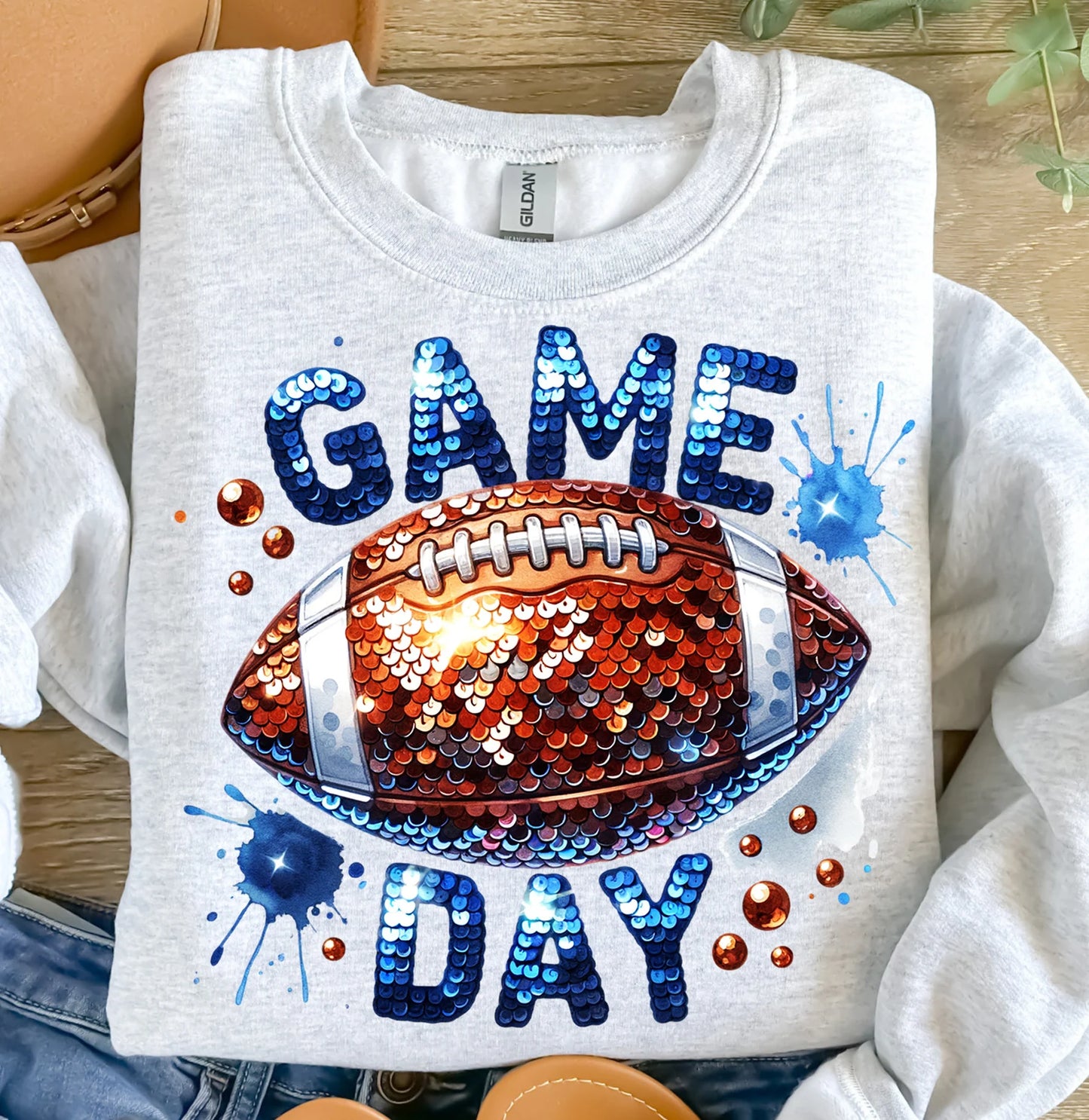 Game Day Blue faux sequins